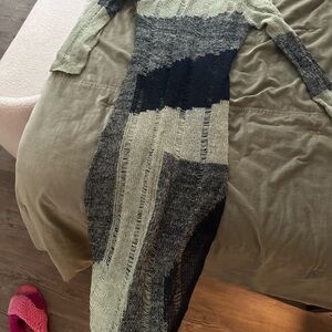 Cider Asymmetrical Knit Dress in Black and Gray